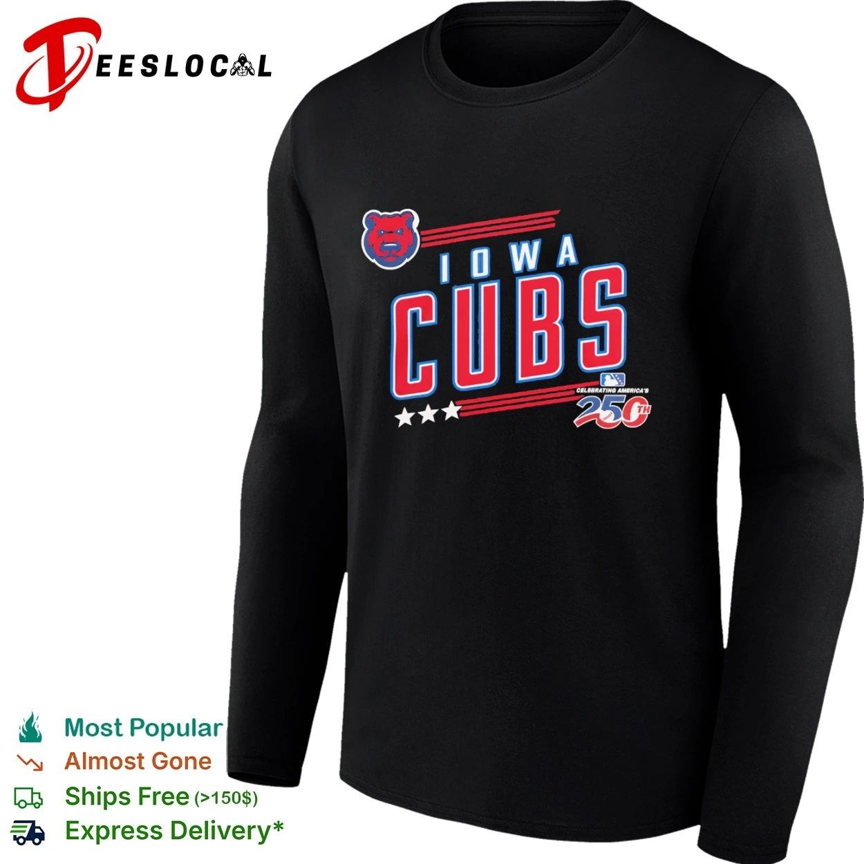 Iowa Cubs Celebrating America 250th Anniversary T-shirt