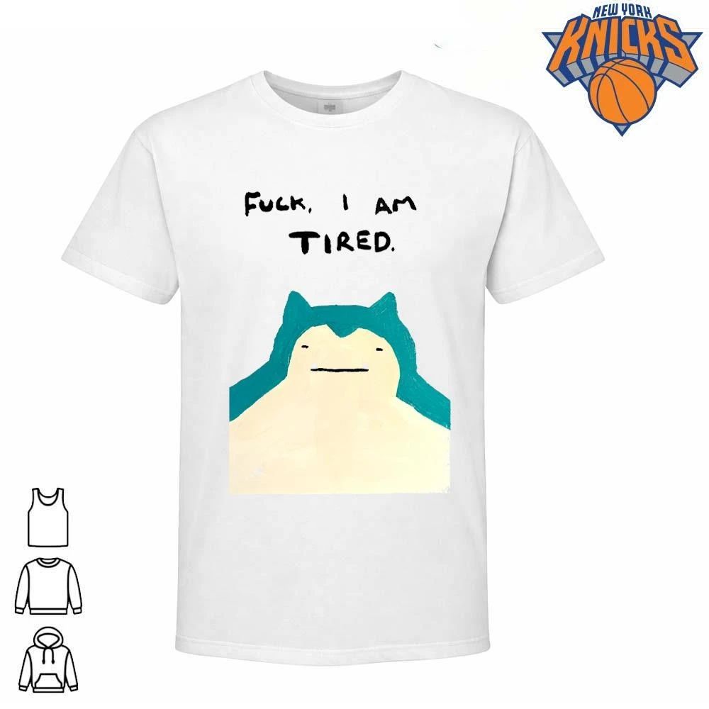 Fuck I Am Tired Snorlax Bootleg Painting Funny Meme Relatable Quirky Shirt
