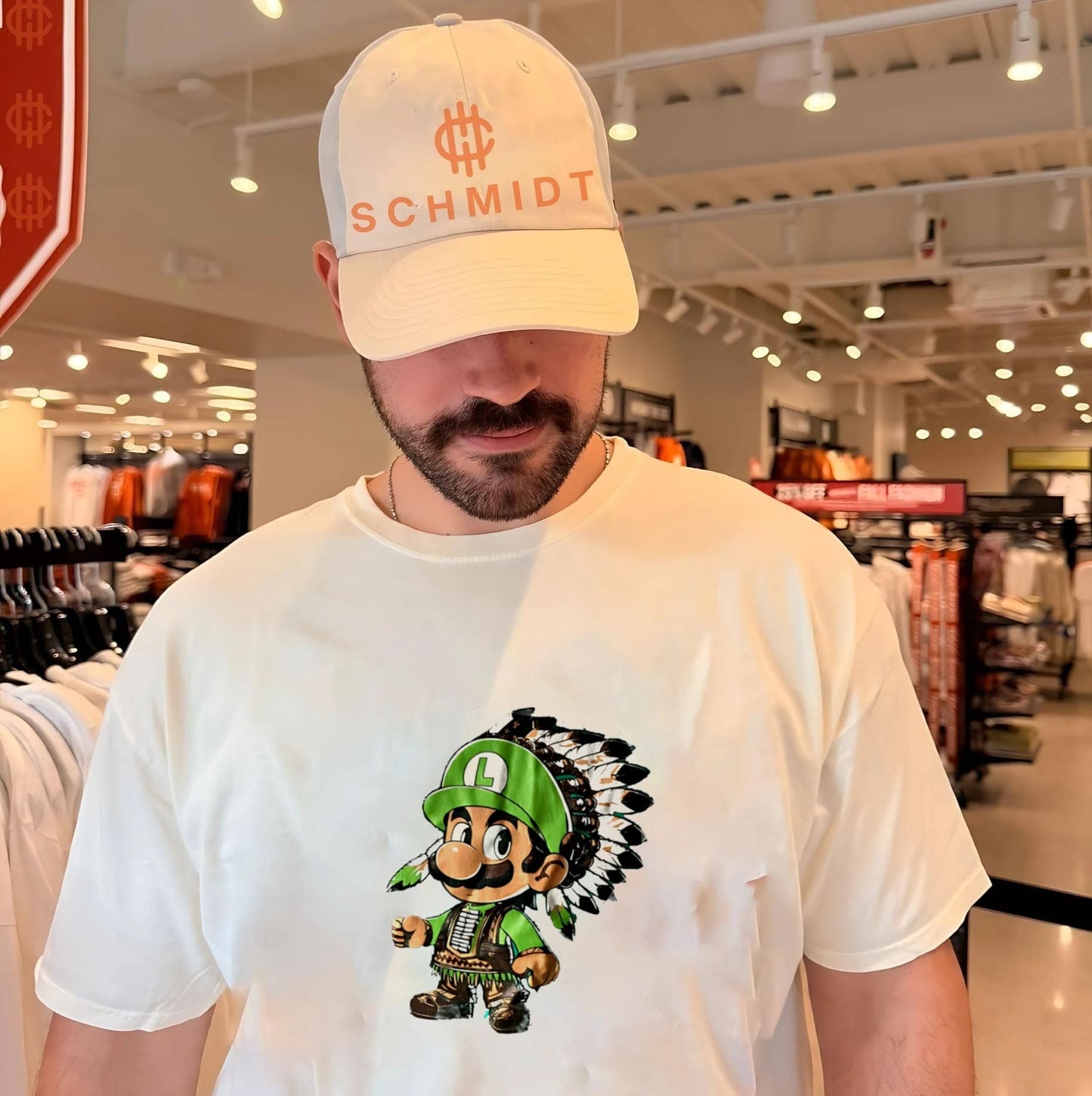 Luigi Native American Headdress Cartoon shirt
