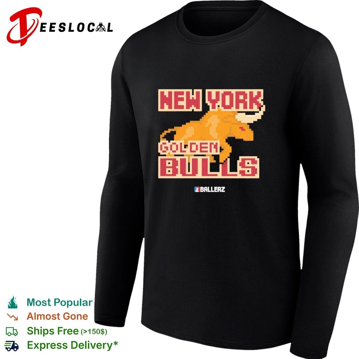 New York Golden Bulls pixel art sports team T-shirt