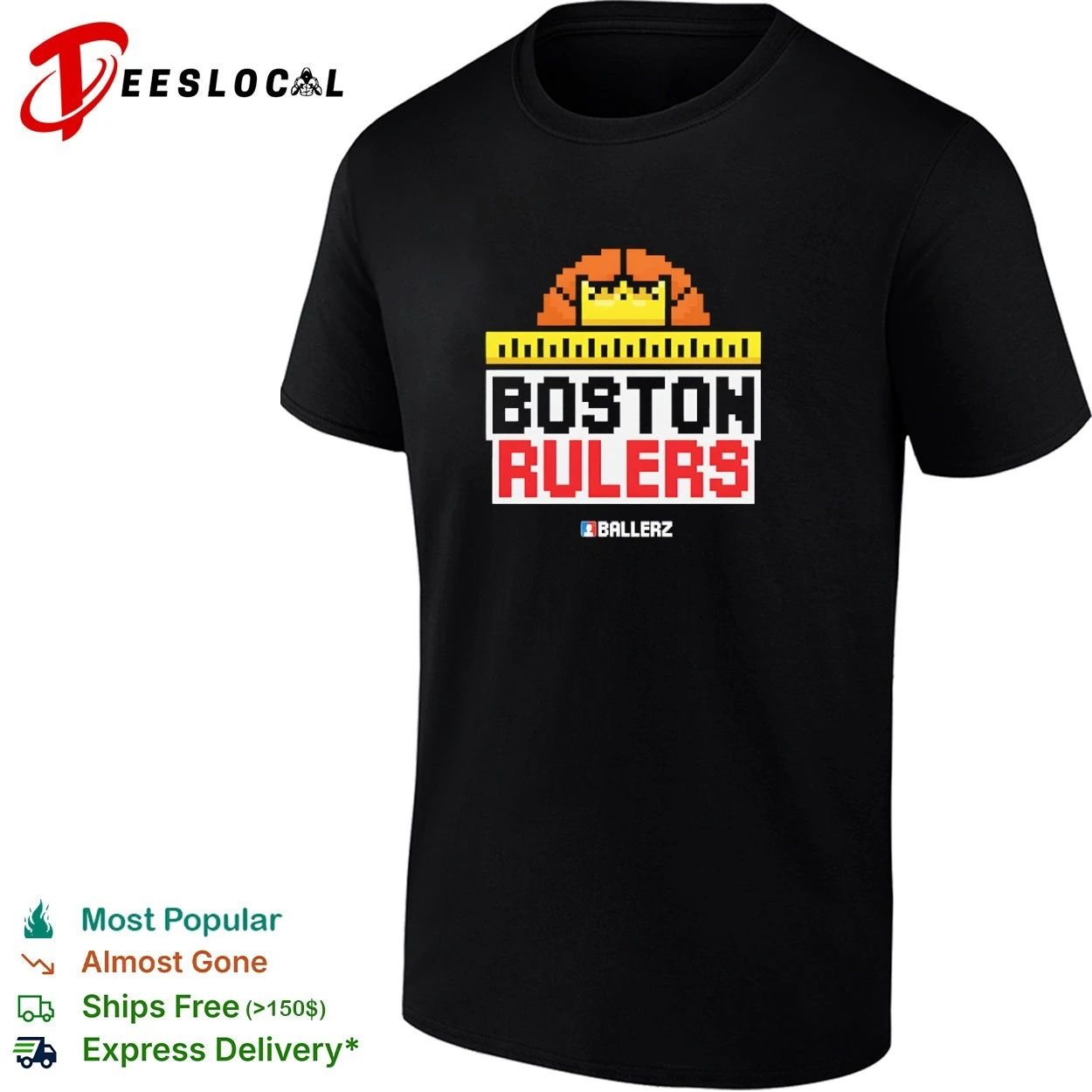 Boston Rulers Ballerz basketball pixel art T-shirt