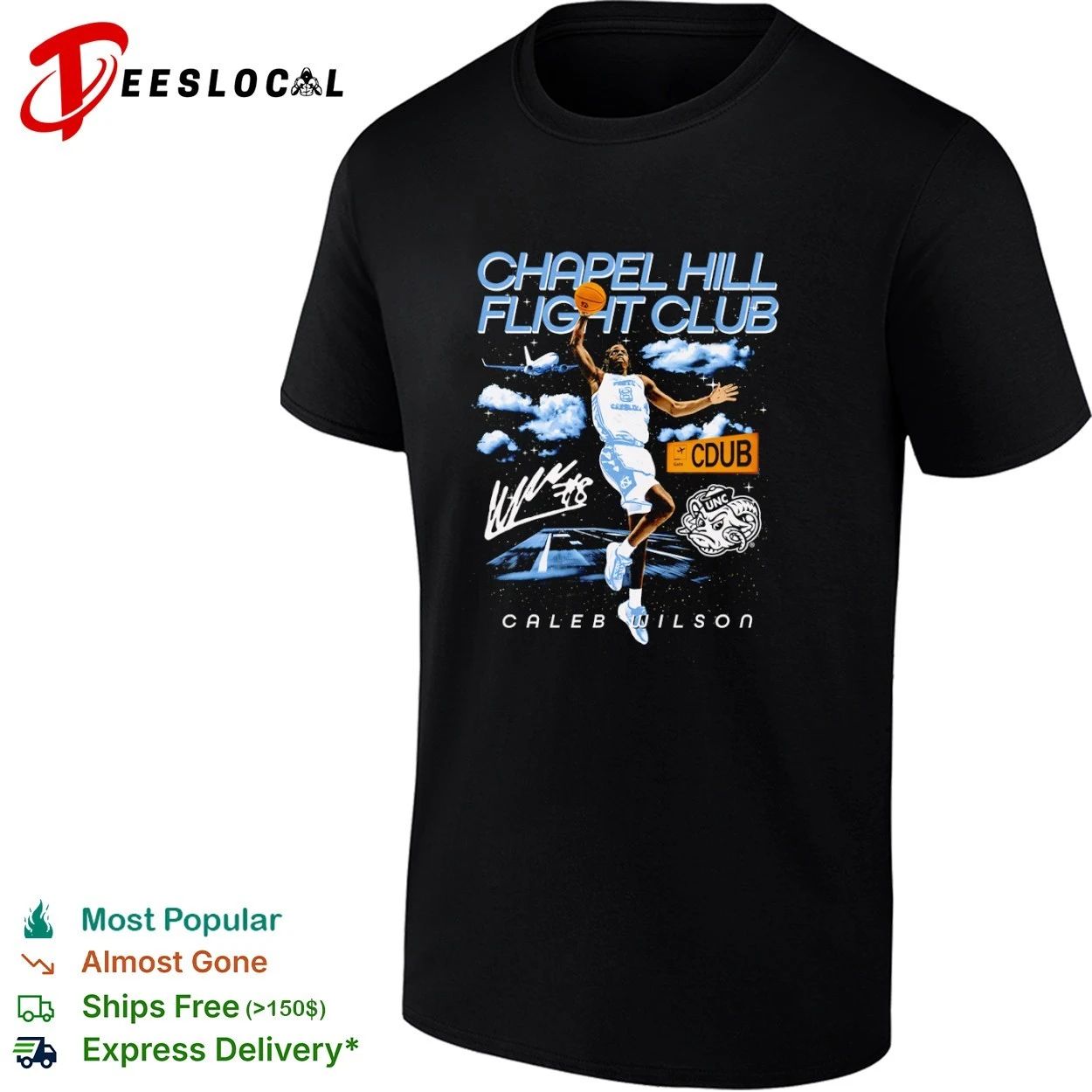 Caleb Wilson Chapel Hill Flight Club North Carolina Tar Heels T-shirt