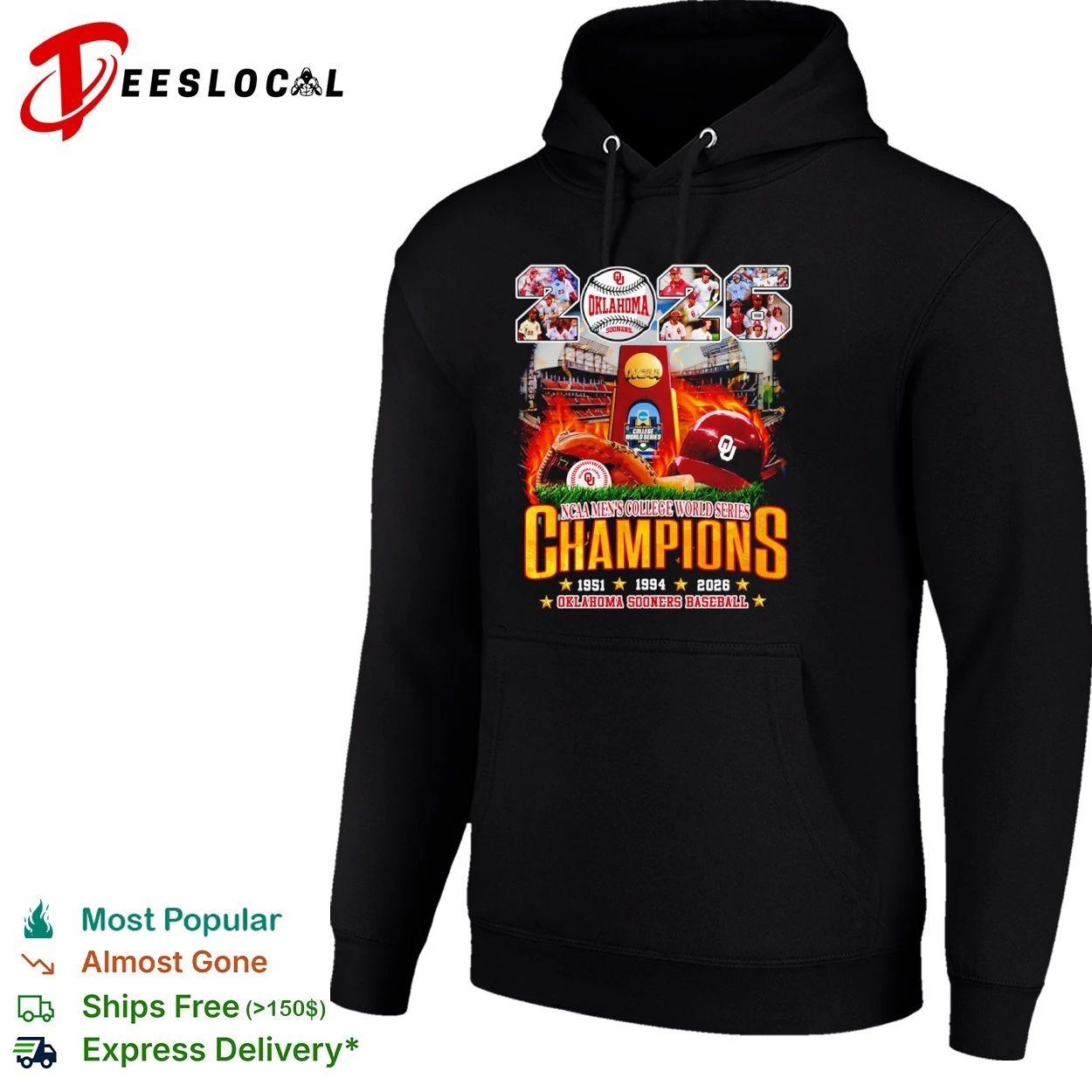 Oklahoma Sooners baseball 2026 NCAA Men’s College World Series Champions T-shirt