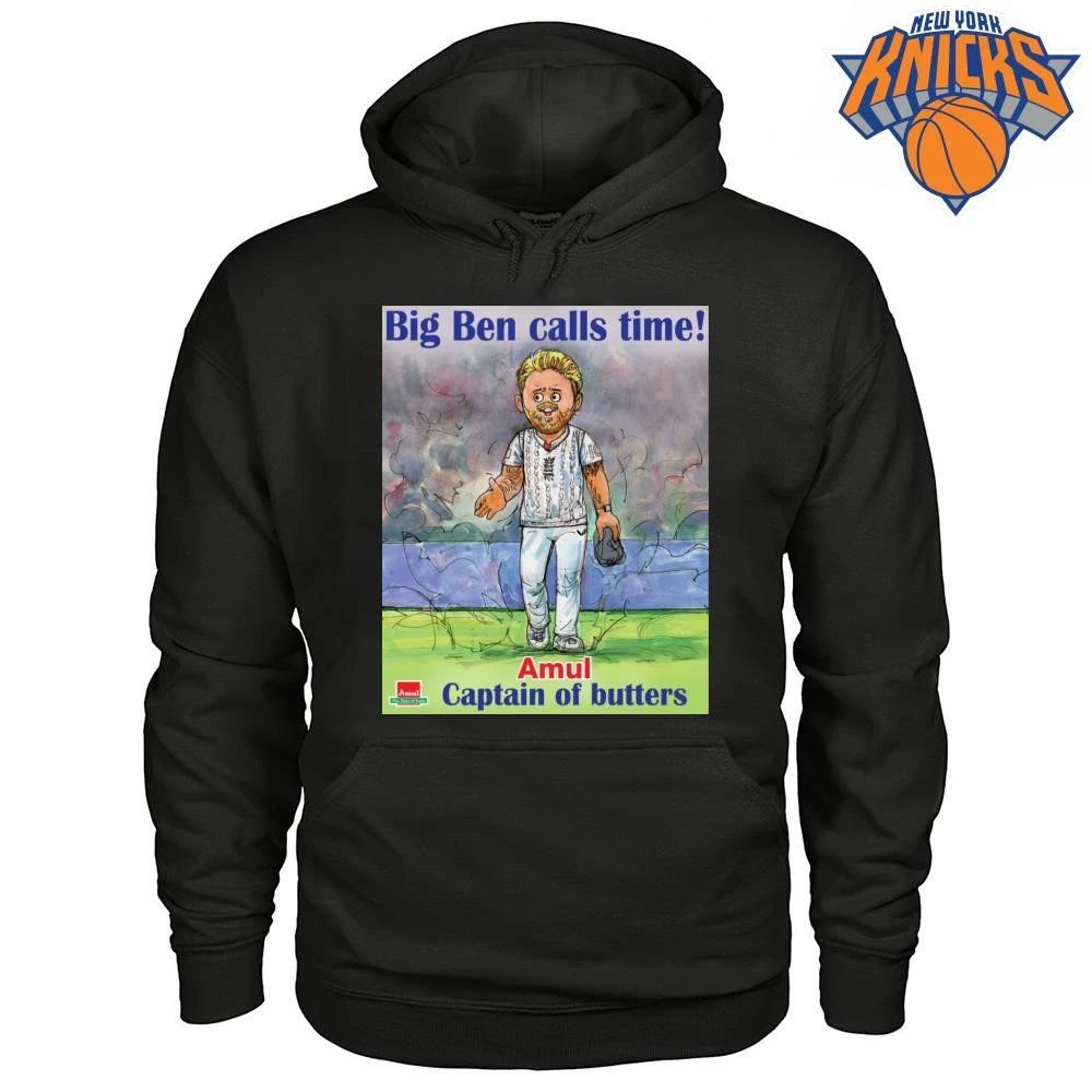 Amul Captain of Butters Big Ben Calls Time Cricket Sports Meme Shirt