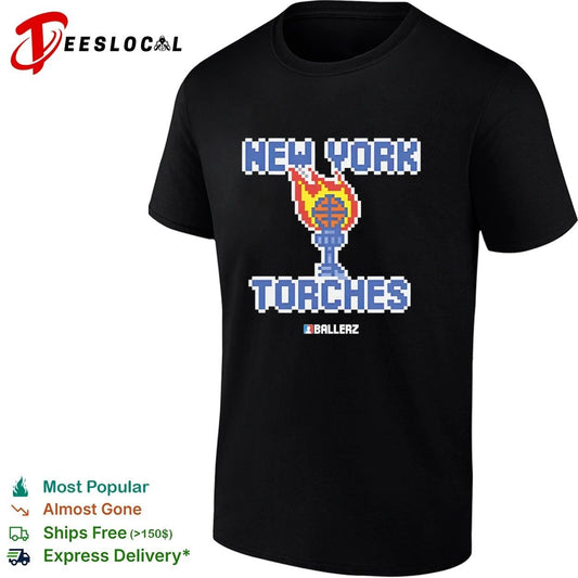 Ballerz New York Torches basketball pixel art T-shirt