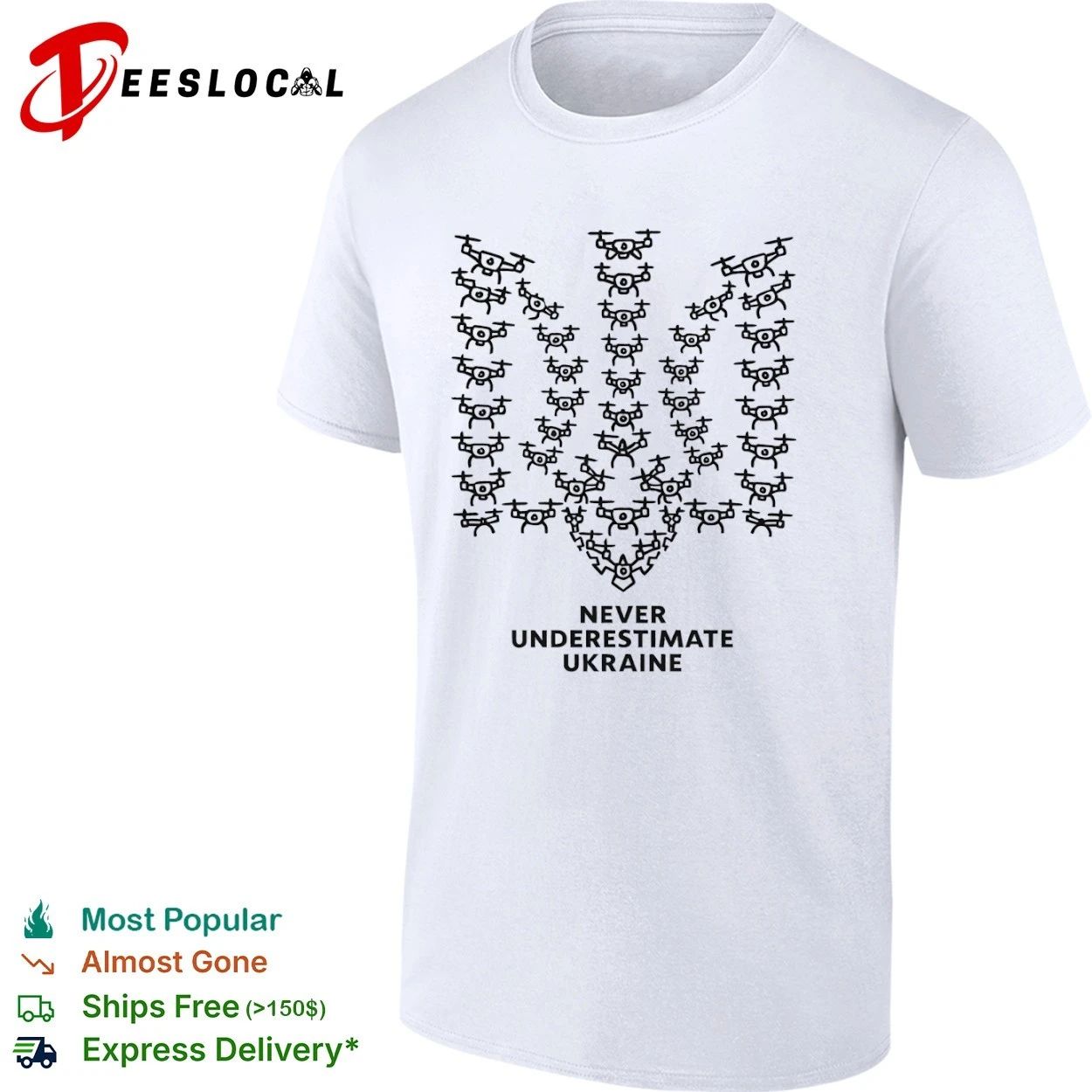 Never Underestimate Ukraine Drones Trident T-shirt