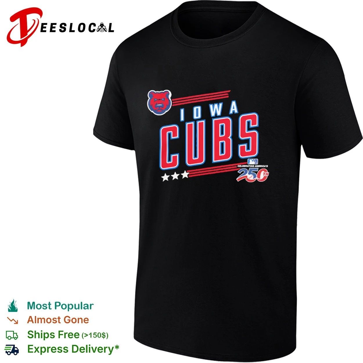 Iowa Cubs Celebrating America 250th Anniversary T-shirt