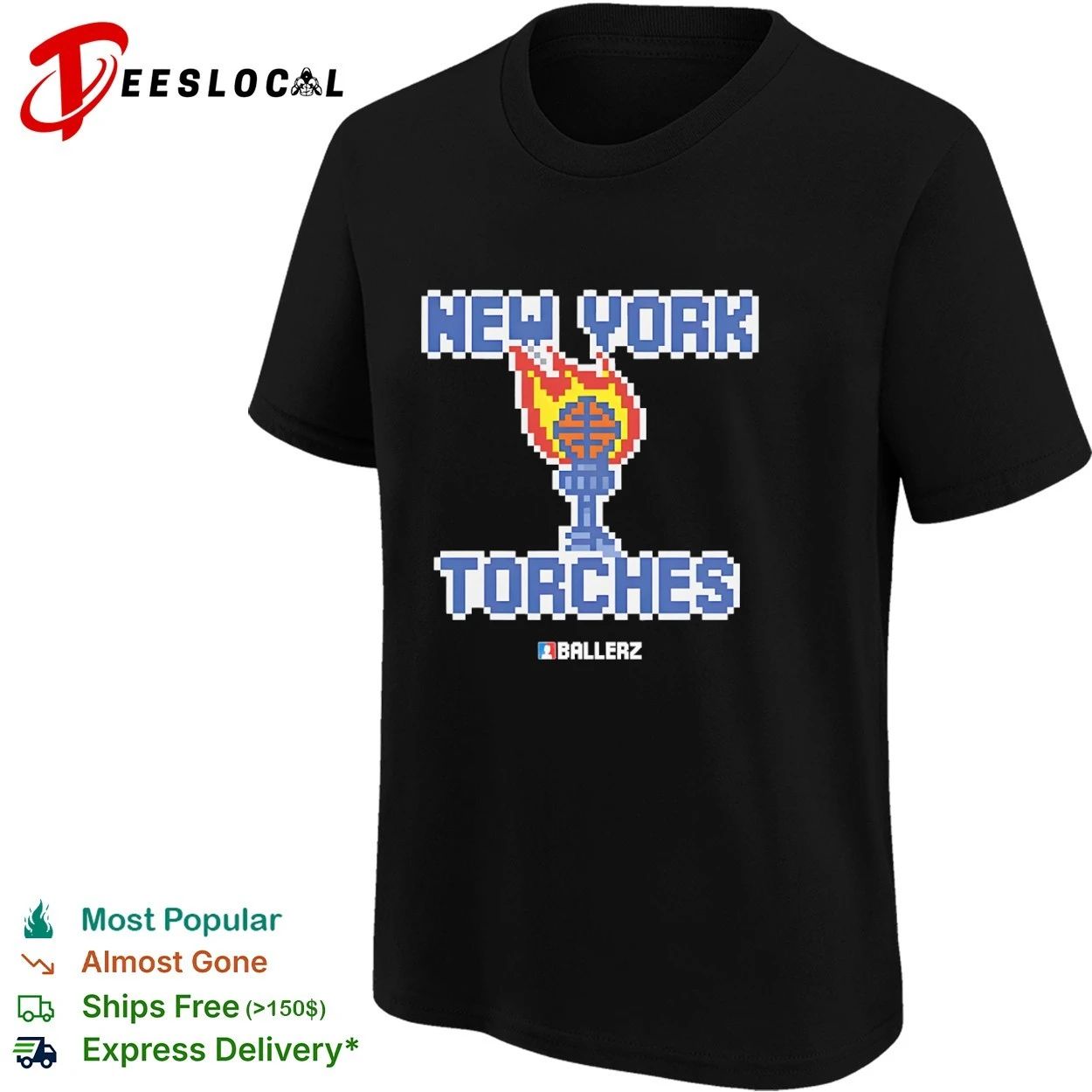 Ballerz New York Torches basketball pixel art T-shirt