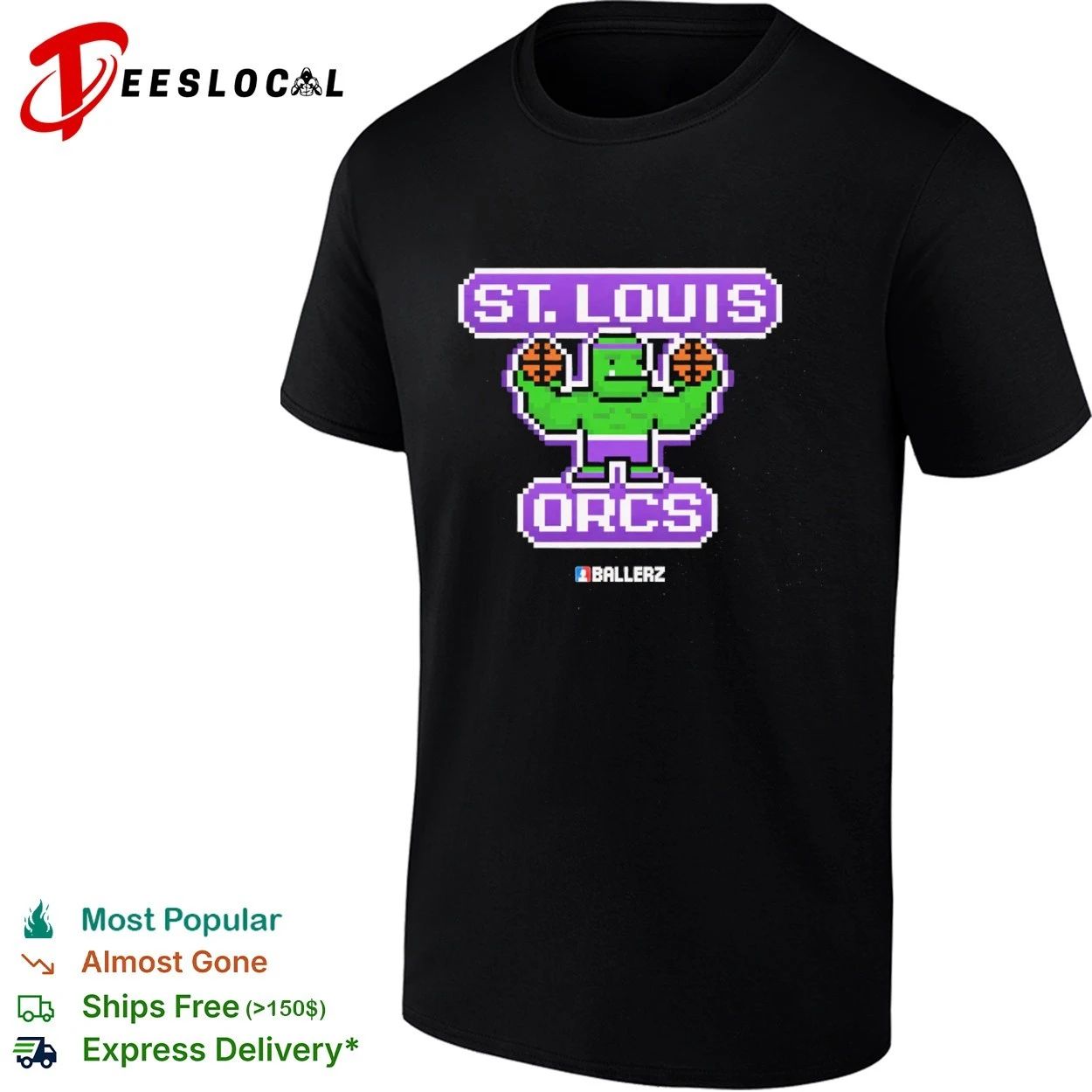 St Louis Orcs Ballerz basketball pixel art T-shirt