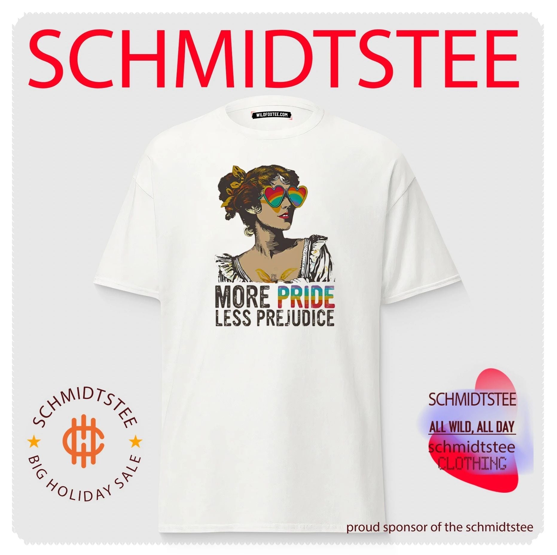 More Pride Less Prejudice LGBTQ Rainbow Heart Sunglasses shirt