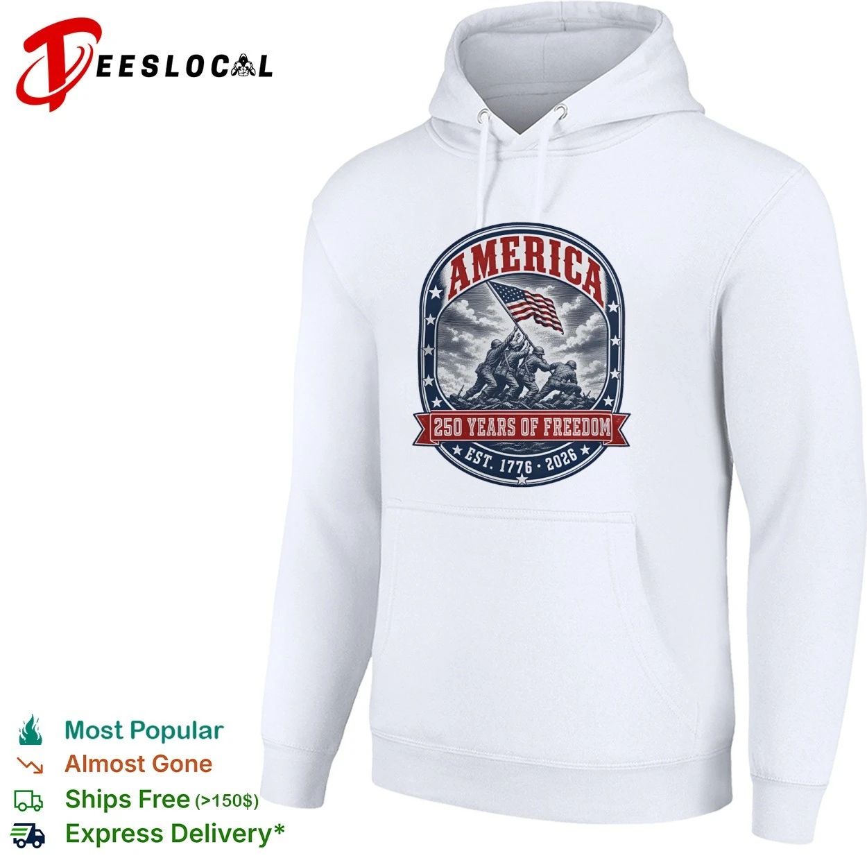 America Iwo Jima Raising Flag 250 Years of Freedom Est 1776 2026 T-shirt