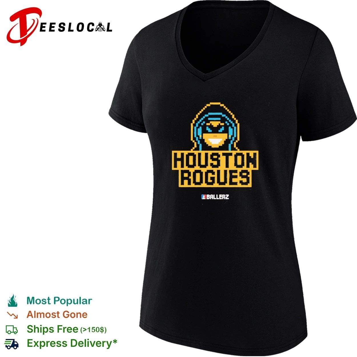 Houston Rogues Ballerz Pixel Art Gaming T-shirt