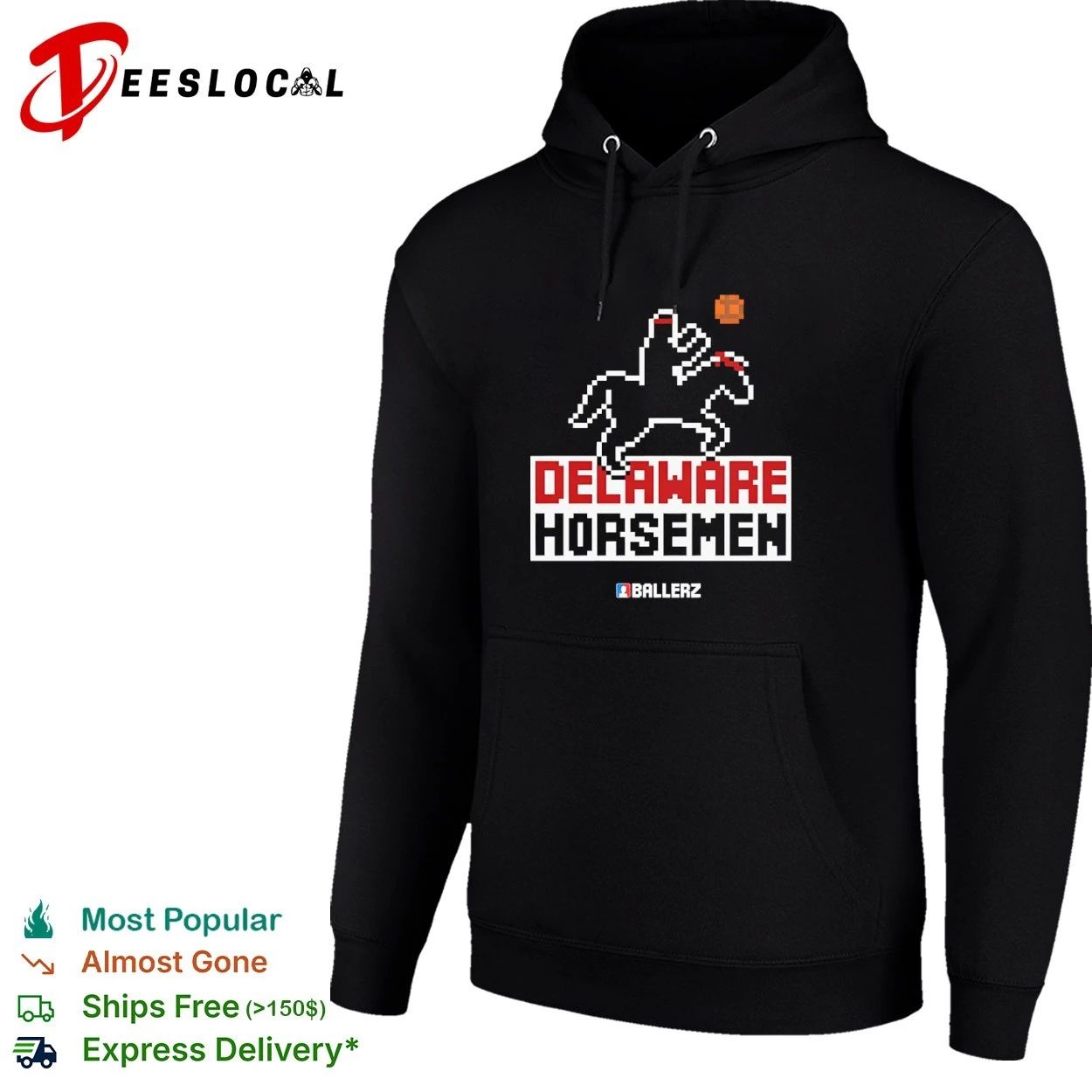 Delaware Horsemen Ballerz basketball pixel art T-shirt