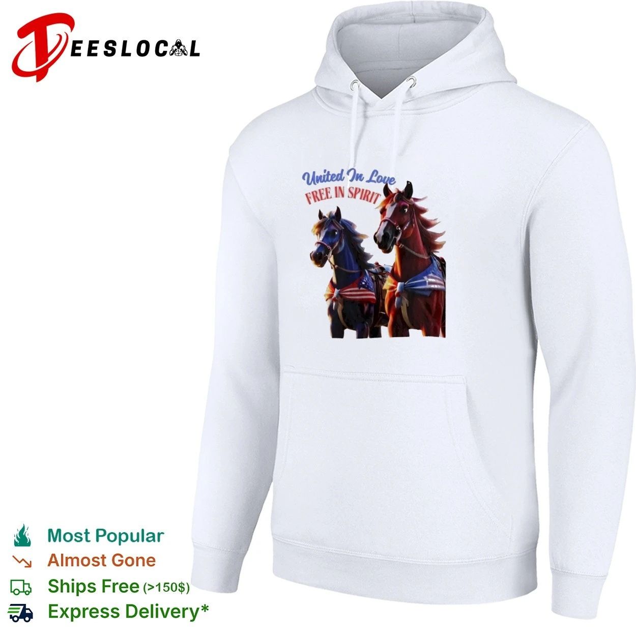 United in Love Free in Spirit Horses patriotic T-shirt