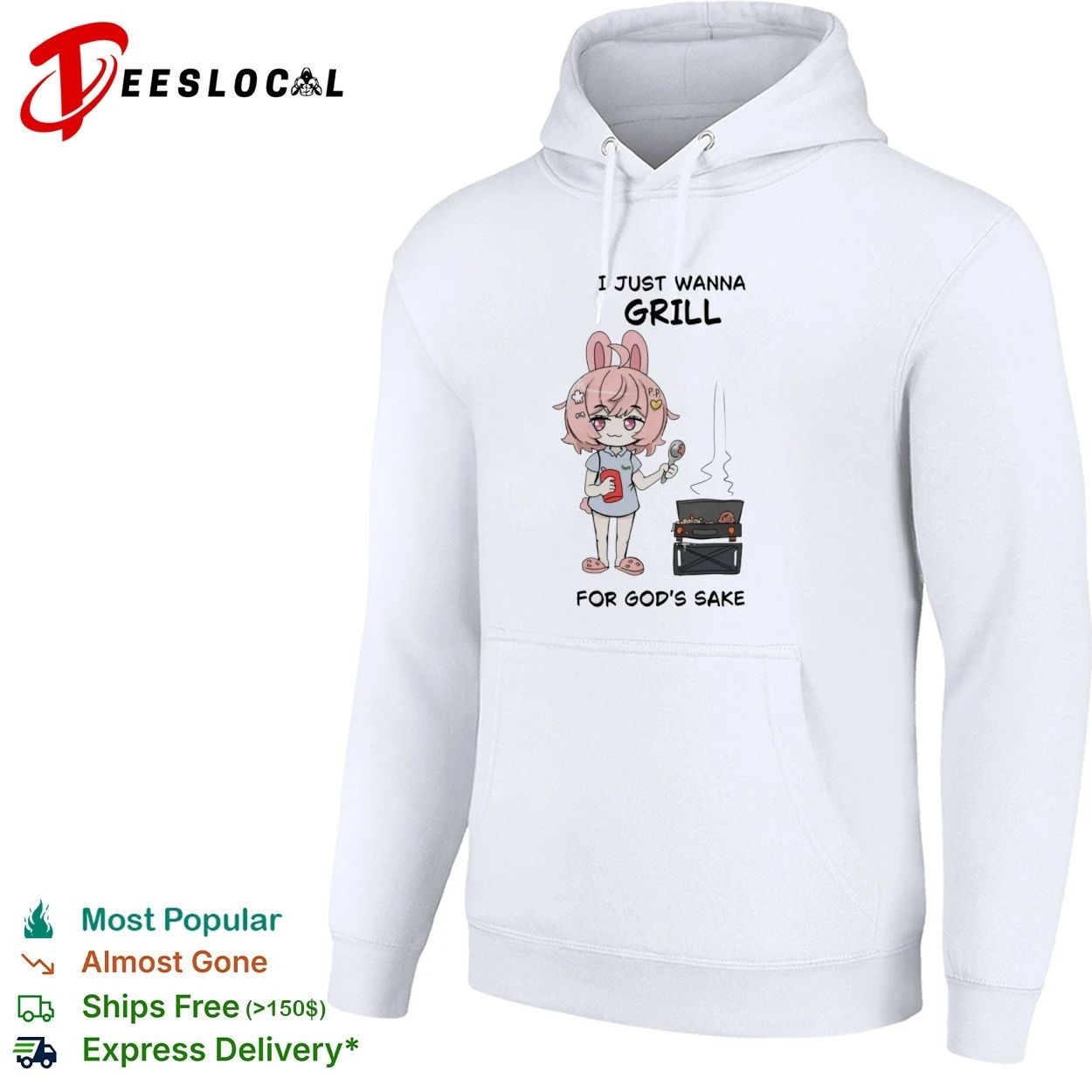 I Just Wanna Grill for God’s Sake Anime Bunny Girl T-shirt