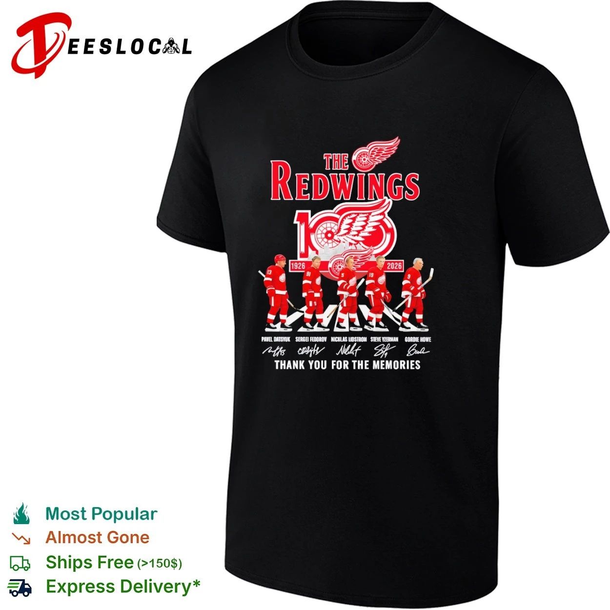 The Red Wings 1926-2026 Pavel Datsyuk Sergei Fedorov Nicklas Lidstrom Steve Yzerman Gordie Howe T-shirt
