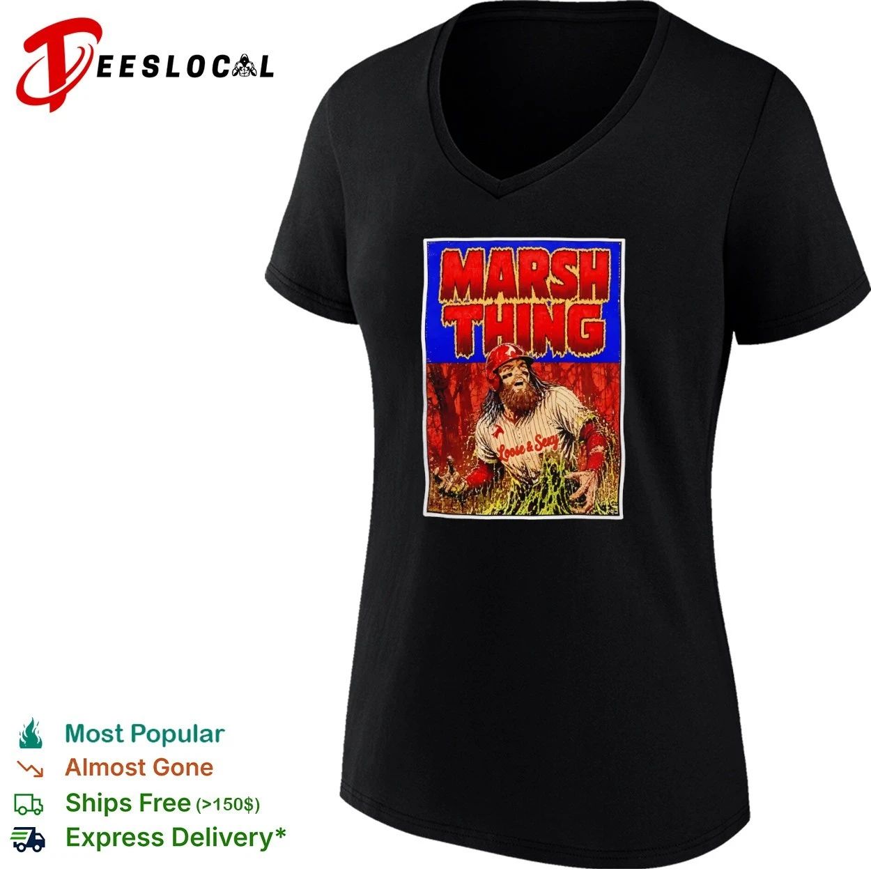 Marsh Thing Philadelphia Phillies MLB 2026 Horror Comic Book Cover Parody T-shirt