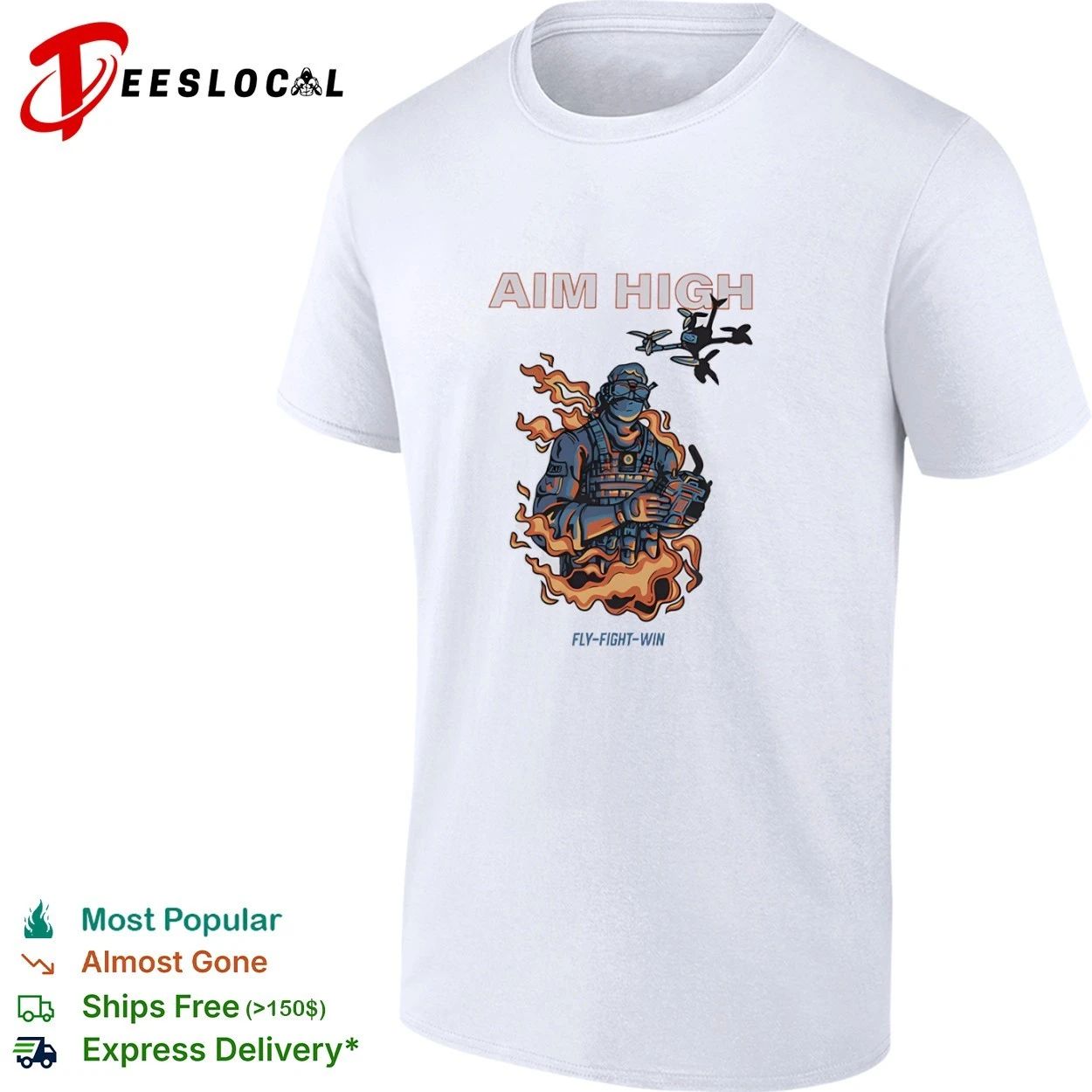 Aim High Fly-Fight-Win Drone Pilot fpv T-shirt