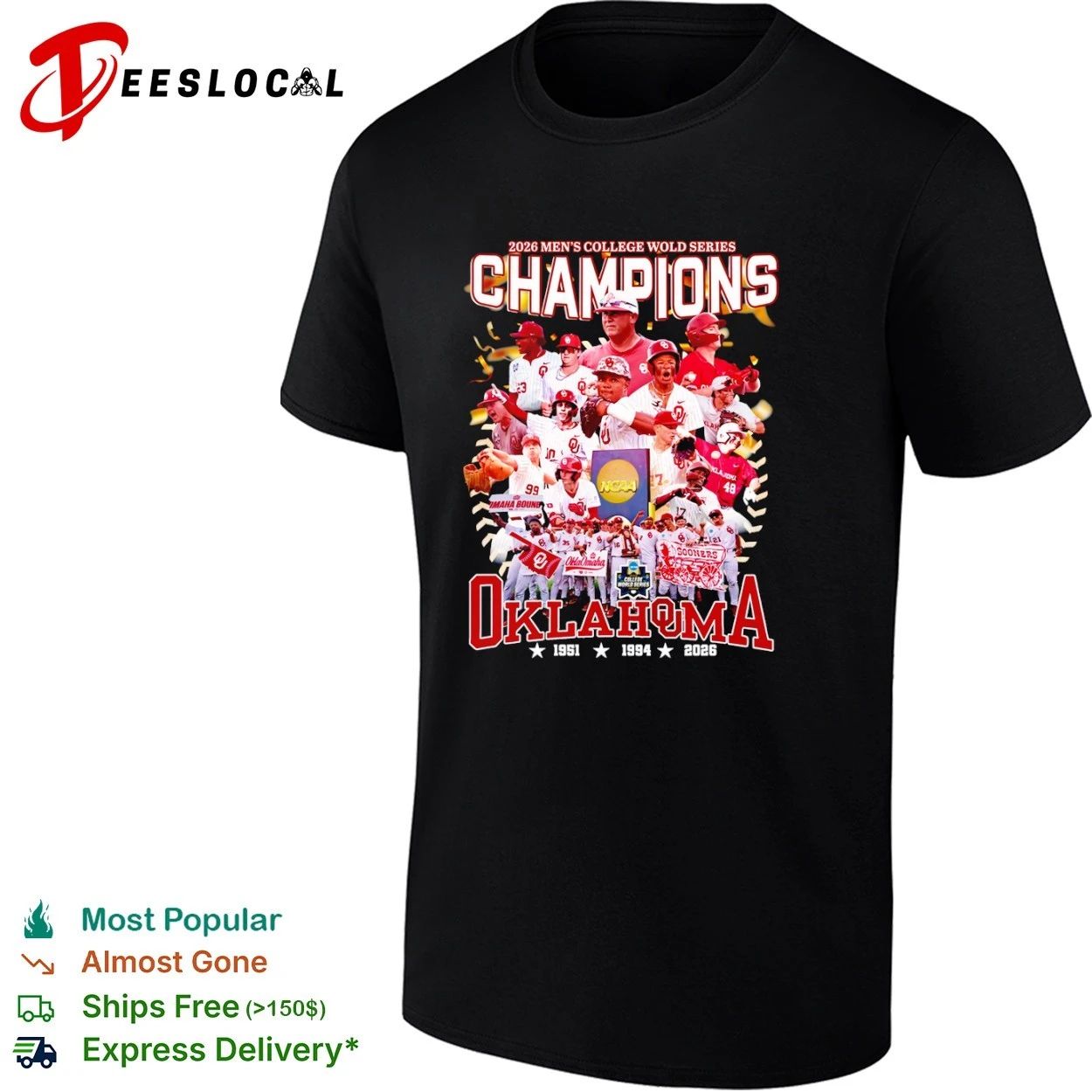 Oklahoma Sooners 2026 Men’s College World Series Champions T-shirt