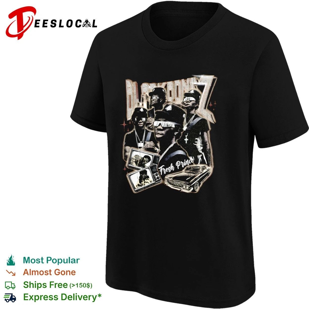 Black Bonez Fresh Prince hip hop rap streetwear T-shirt