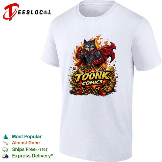 Toonk Comics Superhero Raccoon cartoon T-shirt