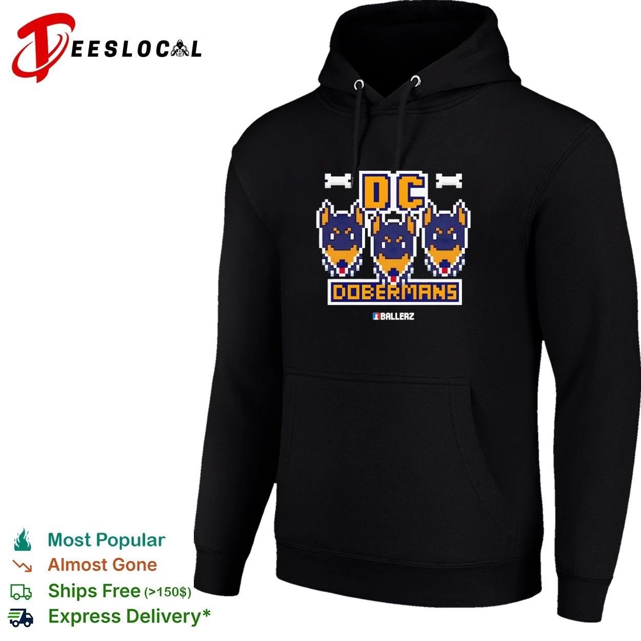 DC Dobermans Ballerz Doberman dog pixel art T-shirt