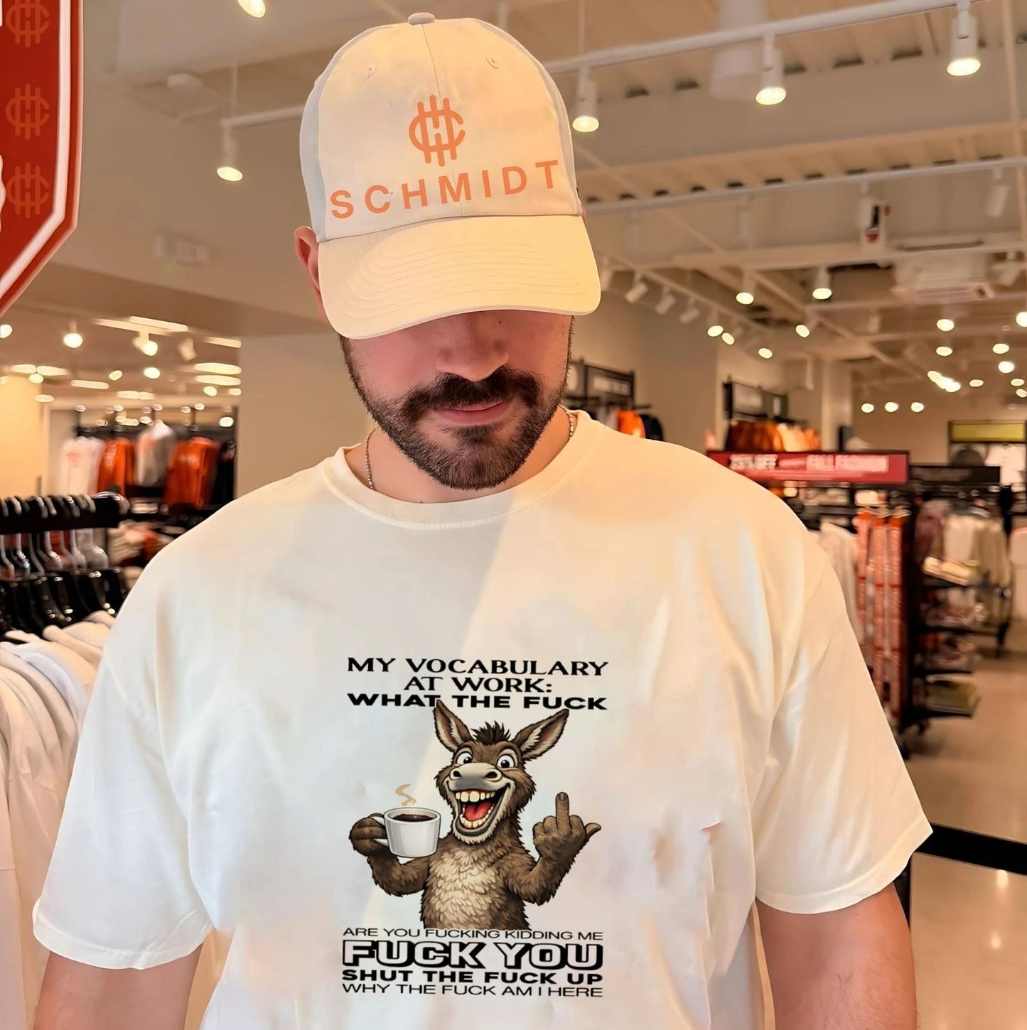My Vocabulary at Work – Funny Donkey Coffee and Middle Finger shirt