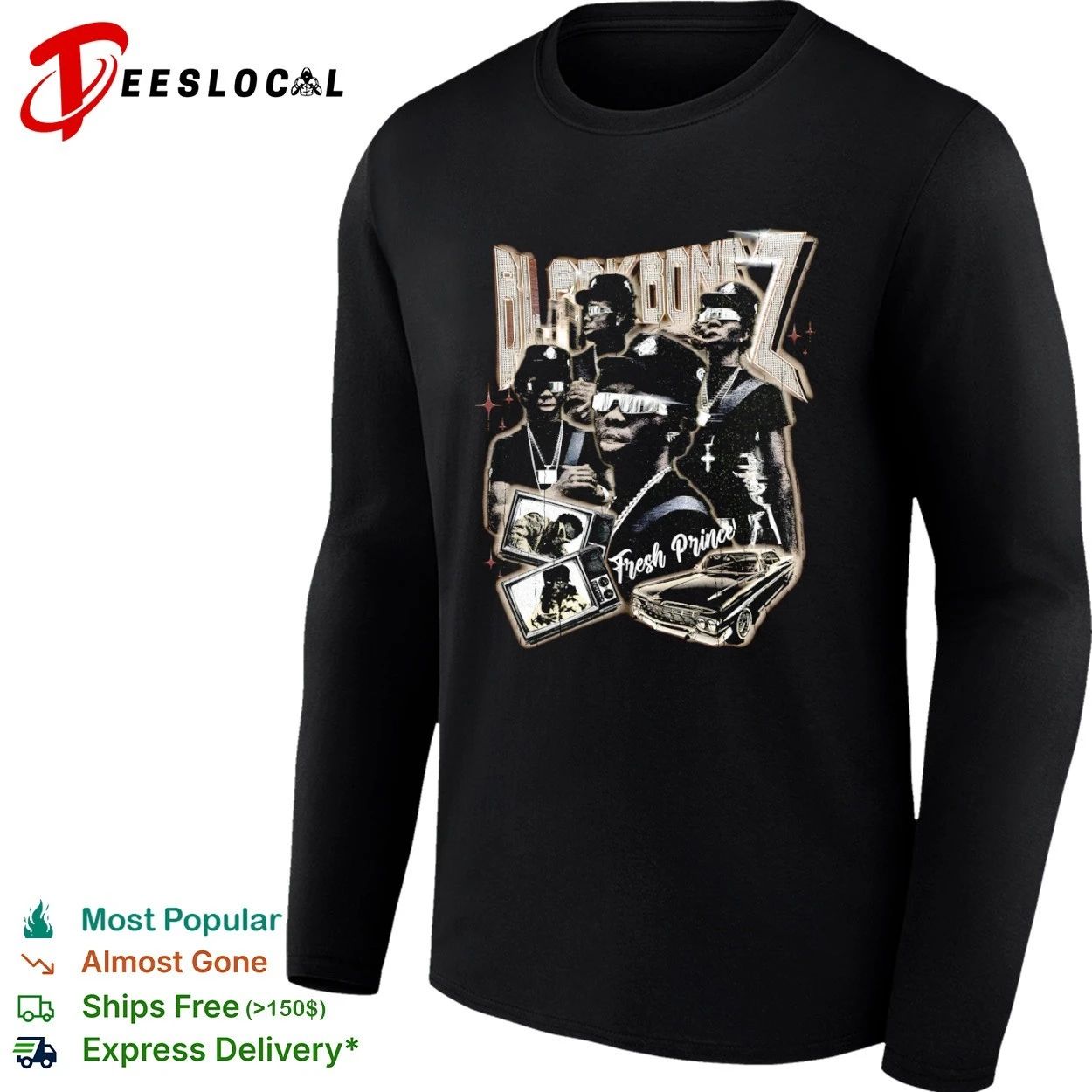 Black Bonez Fresh Prince hip hop rap streetwear T-shirt