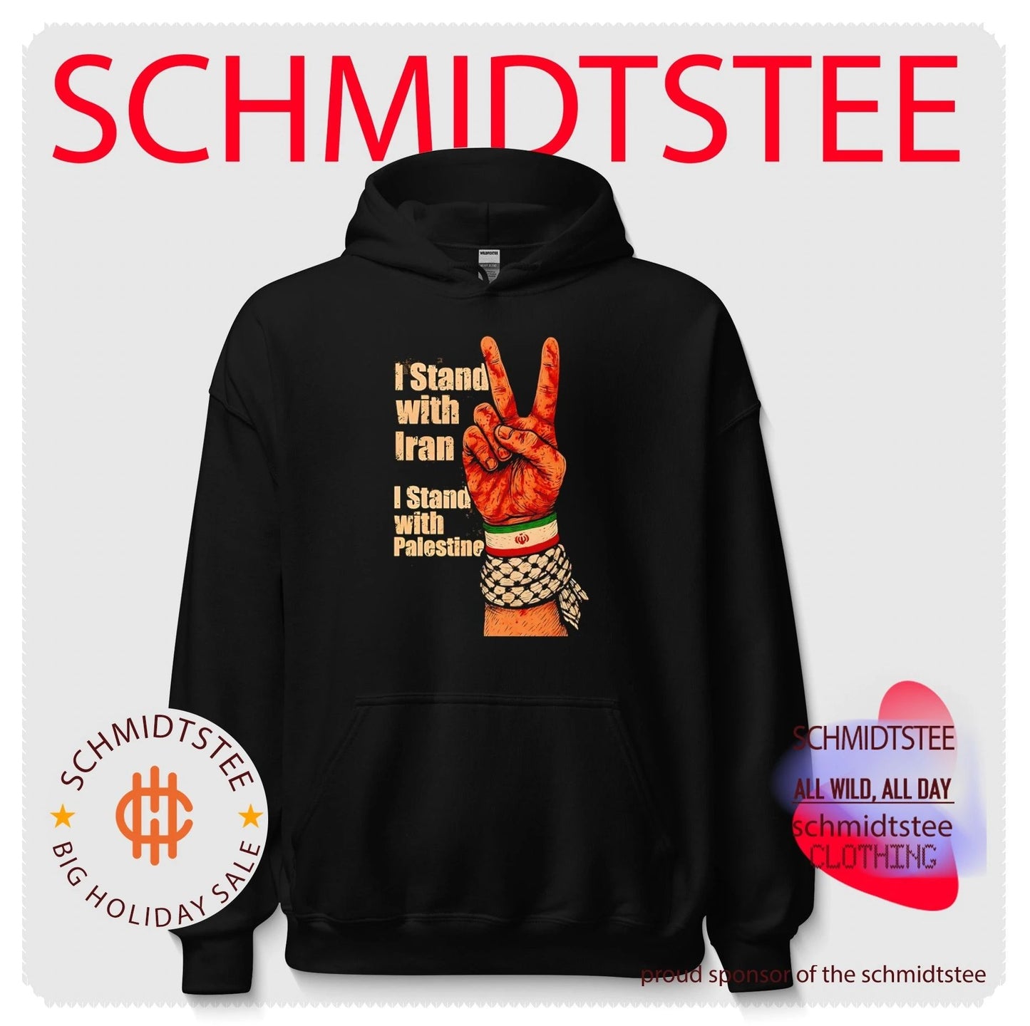 I stand with Iran I stand with Palestine hand gesture shirt