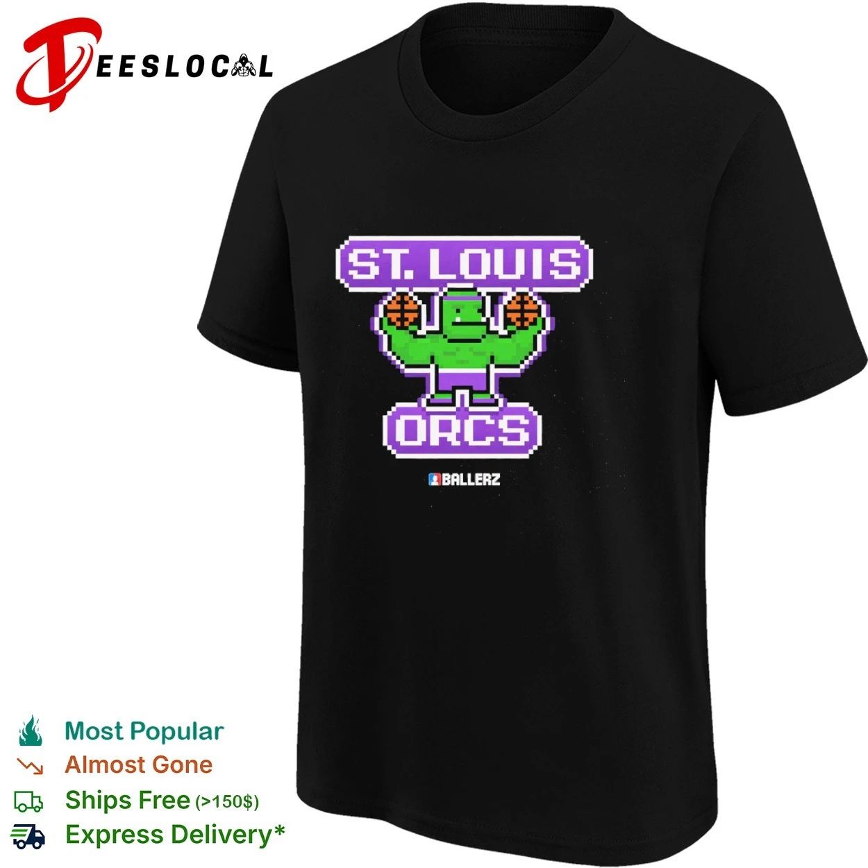St Louis Orcs Ballerz basketball pixel art T-shirt