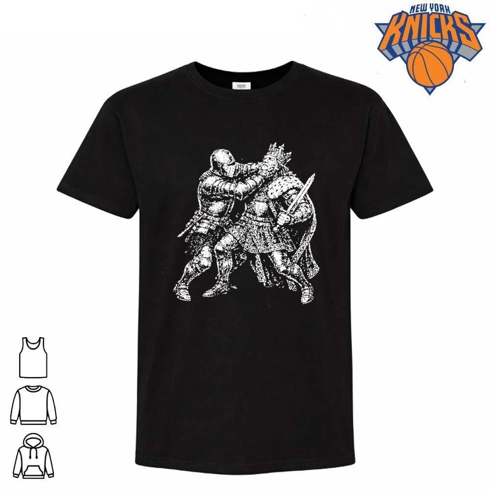 Medieval Knight Punching King Crown Sword Graphic Retro Art Shirt