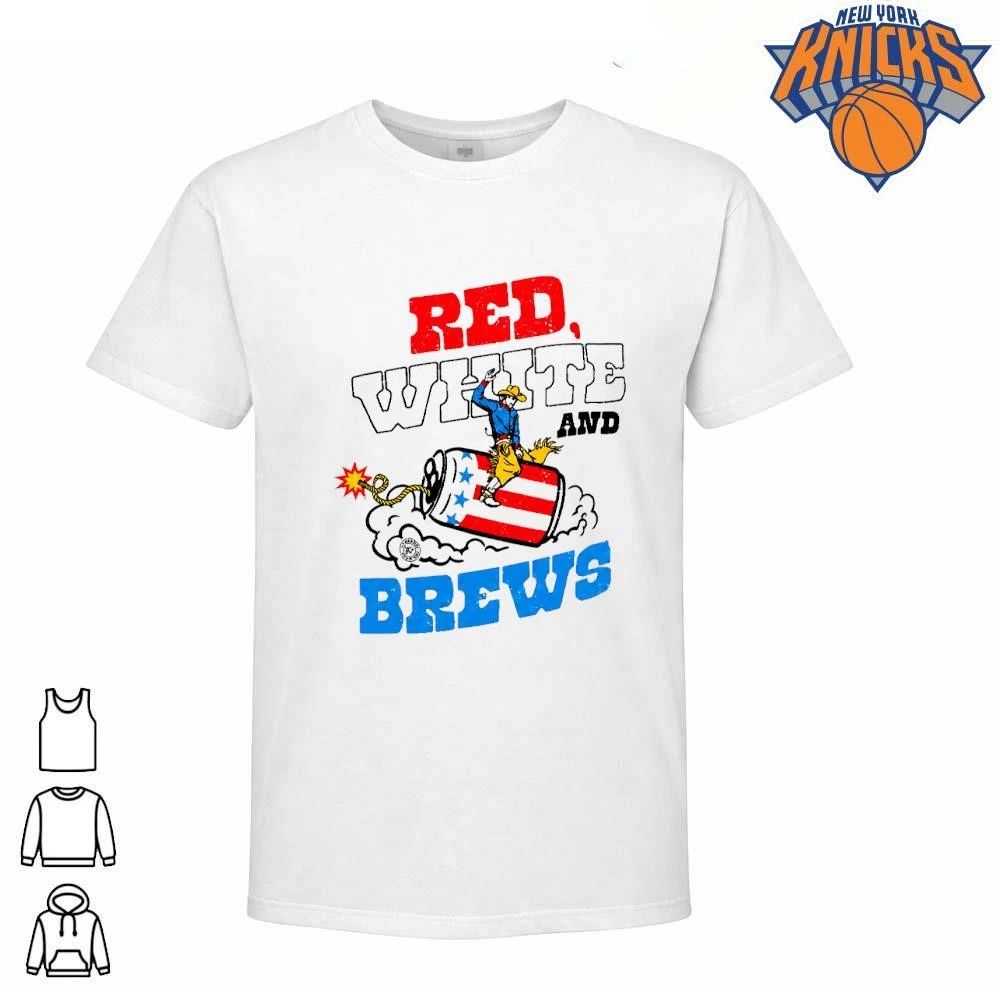 Red White and Brews Fourth of July Cowboy Beer Can Shirt