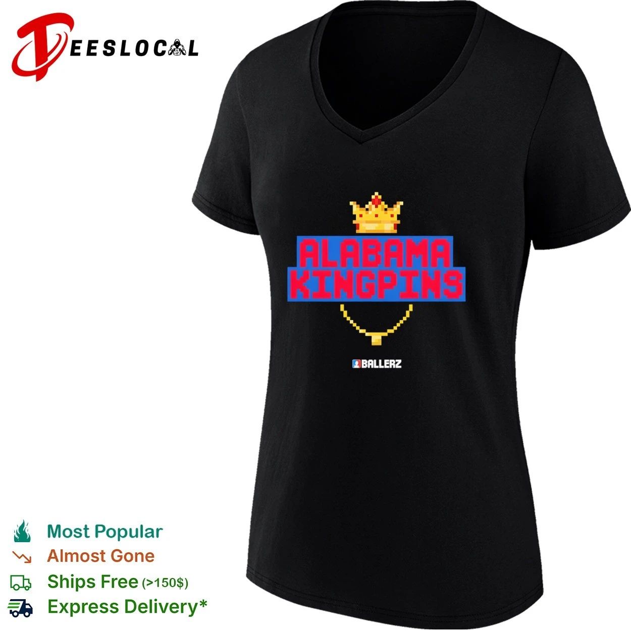 Alabama Kingpins Ballerz Pixel Art Crown T-shirt