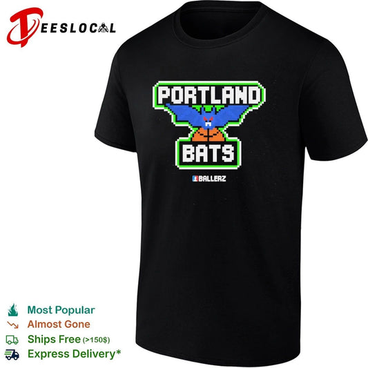 Portland Bats Ballerz Basketball Pixel Art T-shirt
