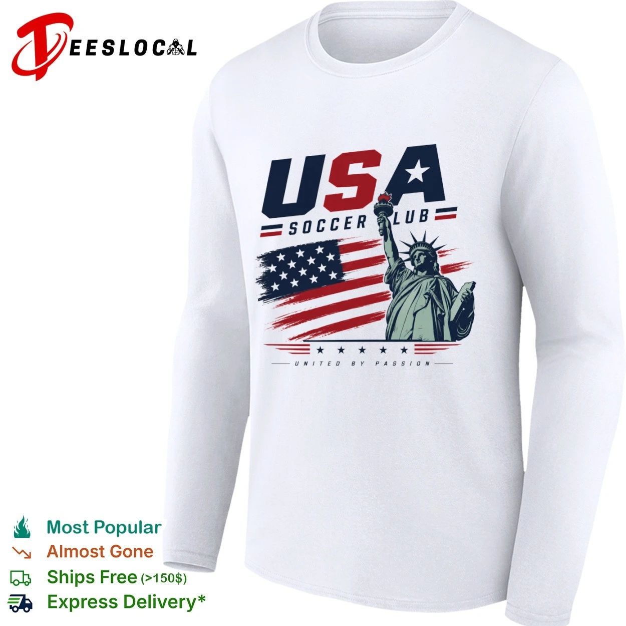 USA Soccer Club Statue of Liberty United by Passion T-shirt
