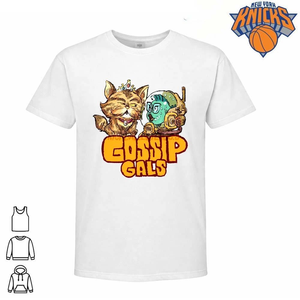 Gossip Gals Cute Royal Cat and Fish Astronaut Cartoon Illustration Graphic shirt