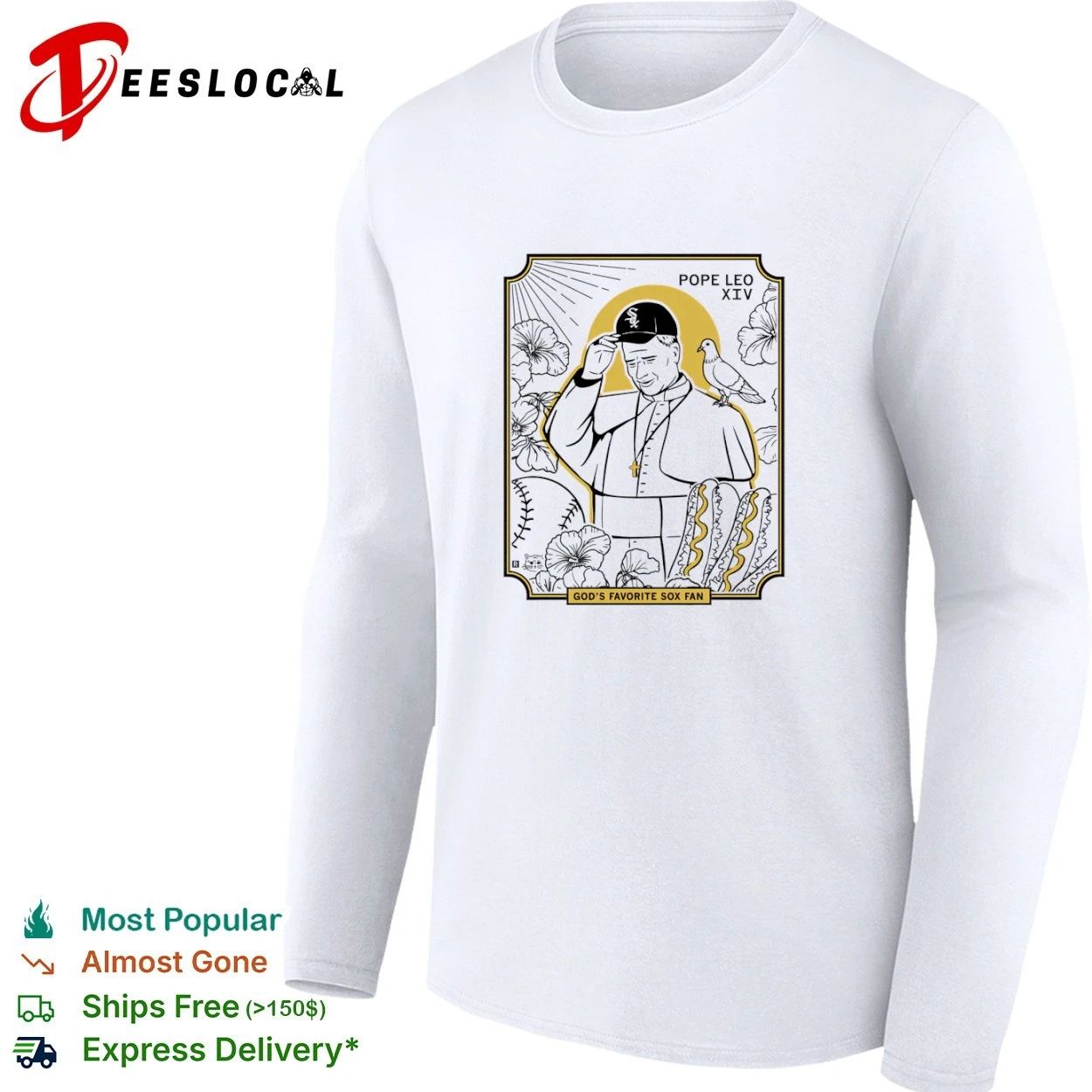 Pope Leo XIV God’s Favorite Sox Fan Baseball T-shirt