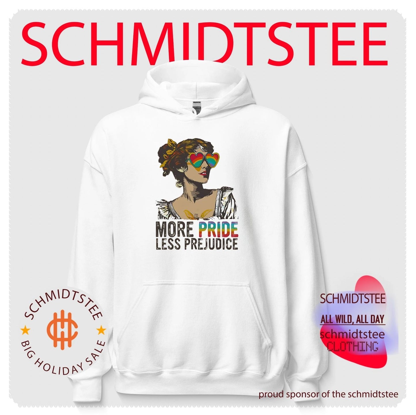 More Pride Less Prejudice LGBTQ Rainbow Heart Sunglasses shirt