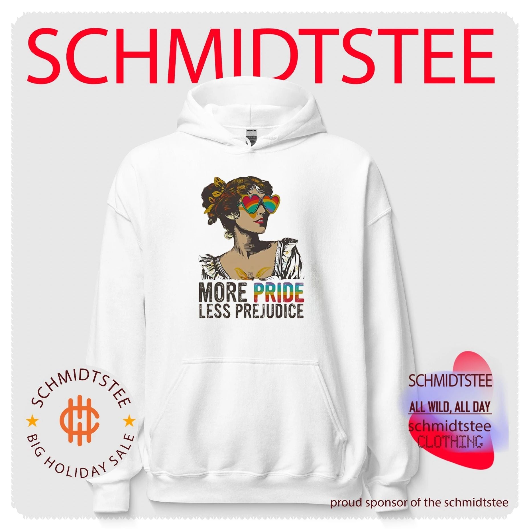 More Pride Less Prejudice LGBTQ Rainbow Heart Sunglasses shirt