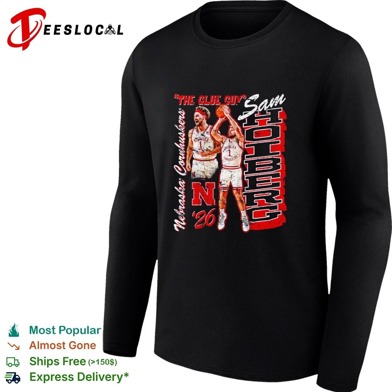 Sam Hoiberg The Glue Guy Nebraska Cornhuskers 26 T-shirt