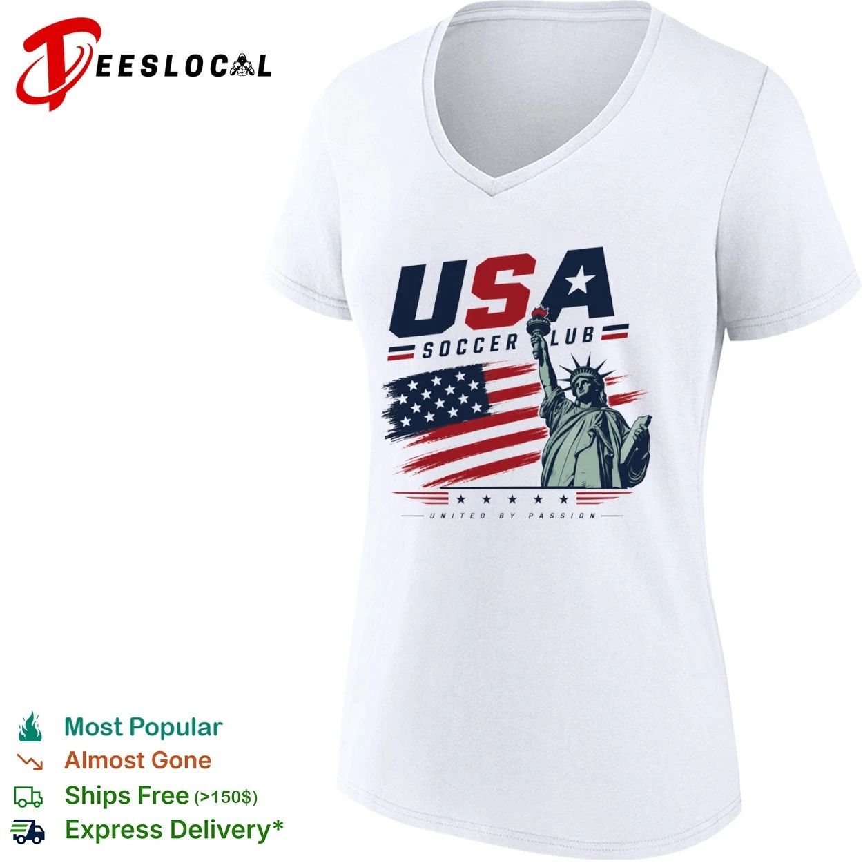 USA Soccer Club Statue of Liberty United by Passion T-shirt