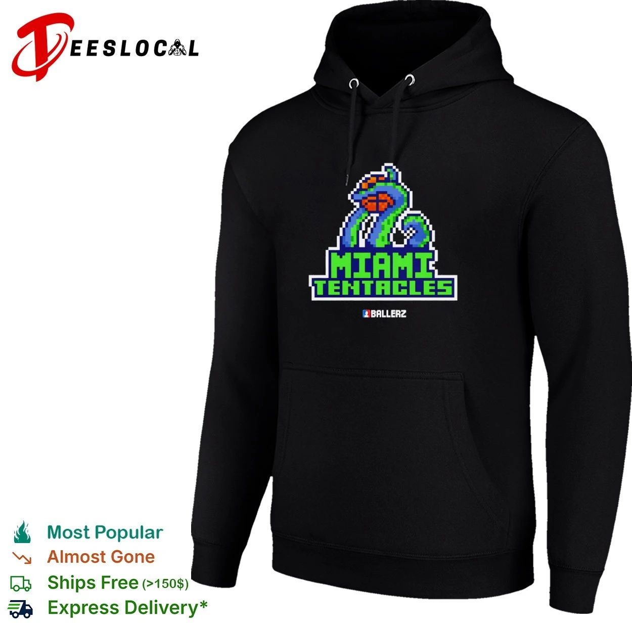 Miami Tentacles Ballerz basketball pixel art T-shirt