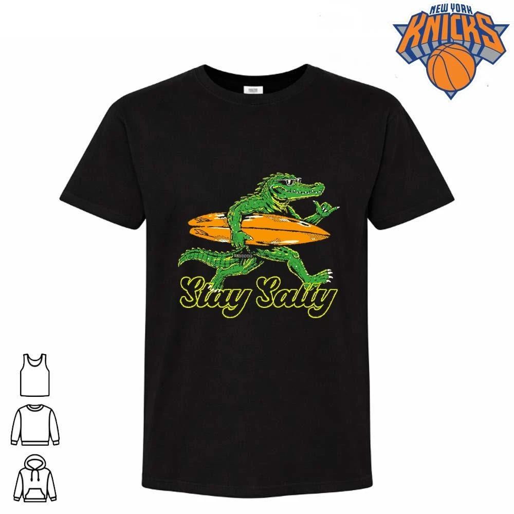 Stay Salty Retro Cartoon Crocodile Surfing With Surfboard Shirt