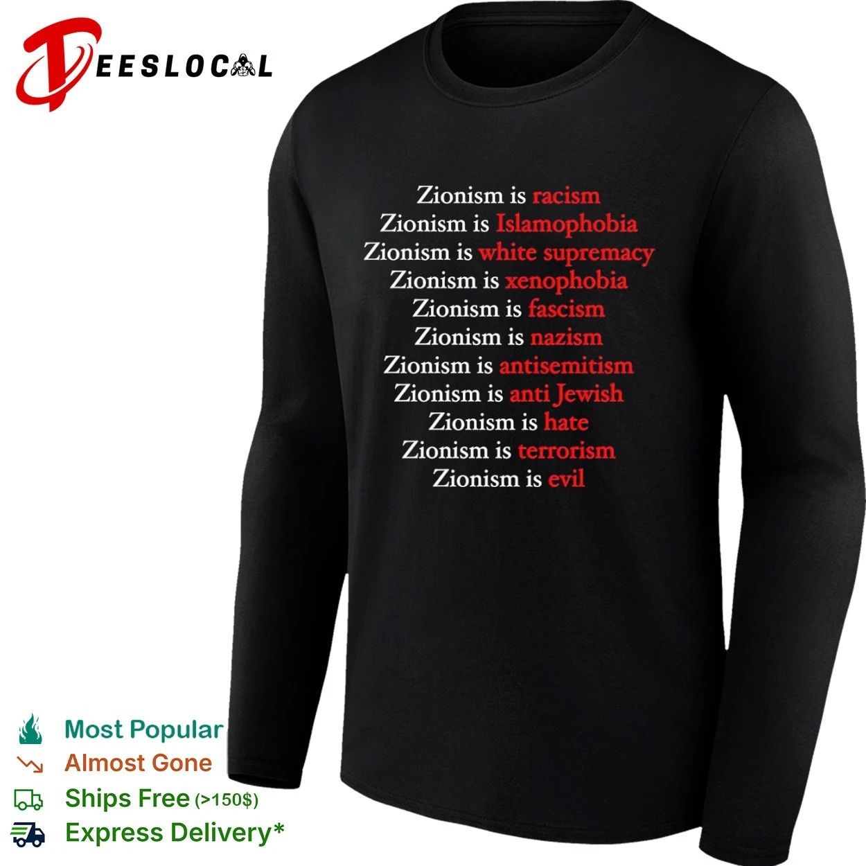 Zionism Is Racism Islamophobia White Supremacy Xenophobia Fascism Nazism Antisemitism Hate Evil T-shirt