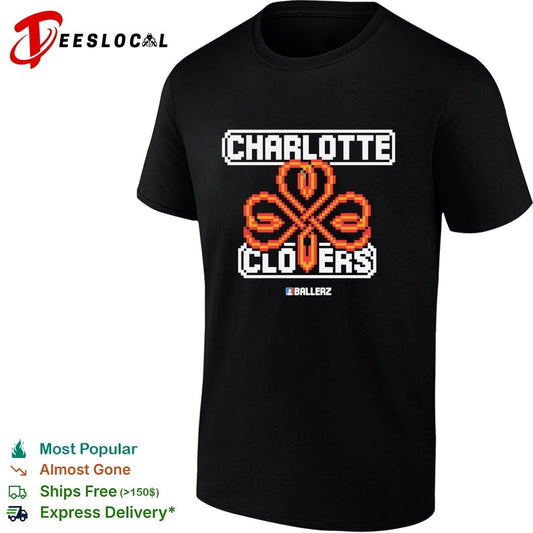 Charlotte Clovers Ballerz basketball pixel art T-shirt
