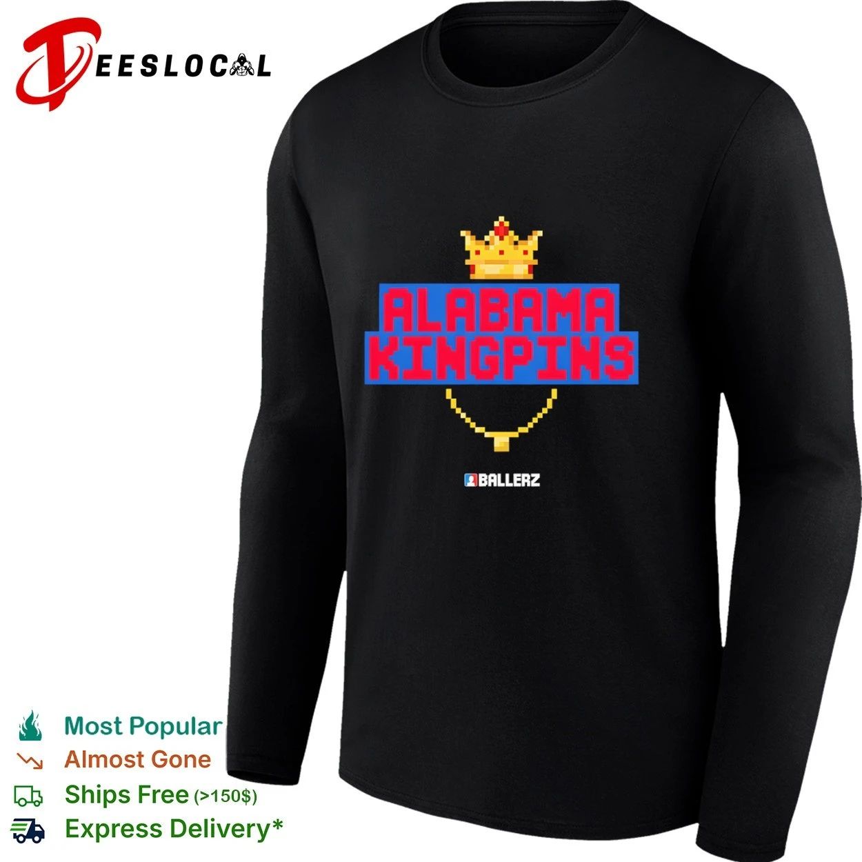 Alabama Kingpins Ballerz Pixel Art Crown T-shirt