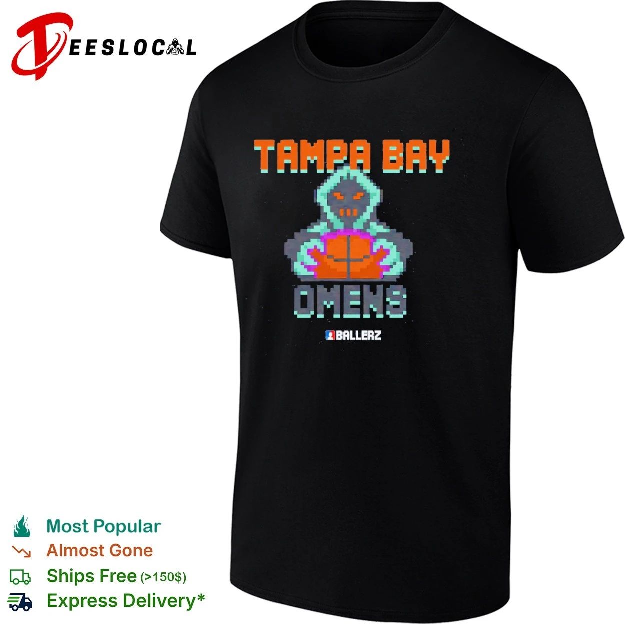 Tampa Bay Omens Ballerz basketball pixel art T-shirt