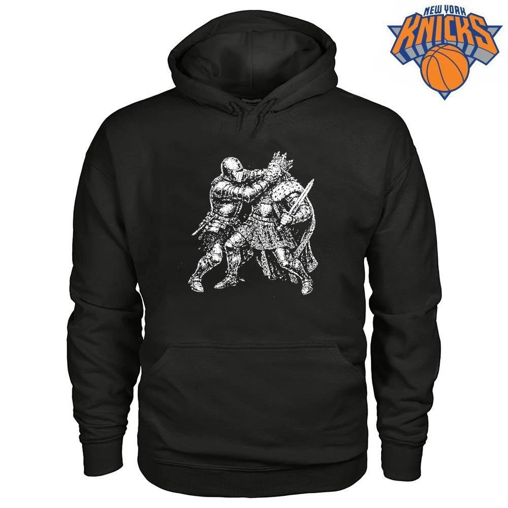 Medieval Knight Punching King Crown Sword Graphic Retro Art Shirt