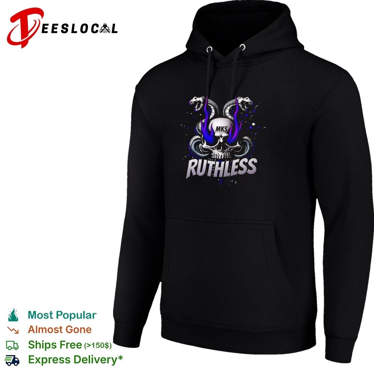 MKS Ruthless Skull and Snakes gothic T-shirt