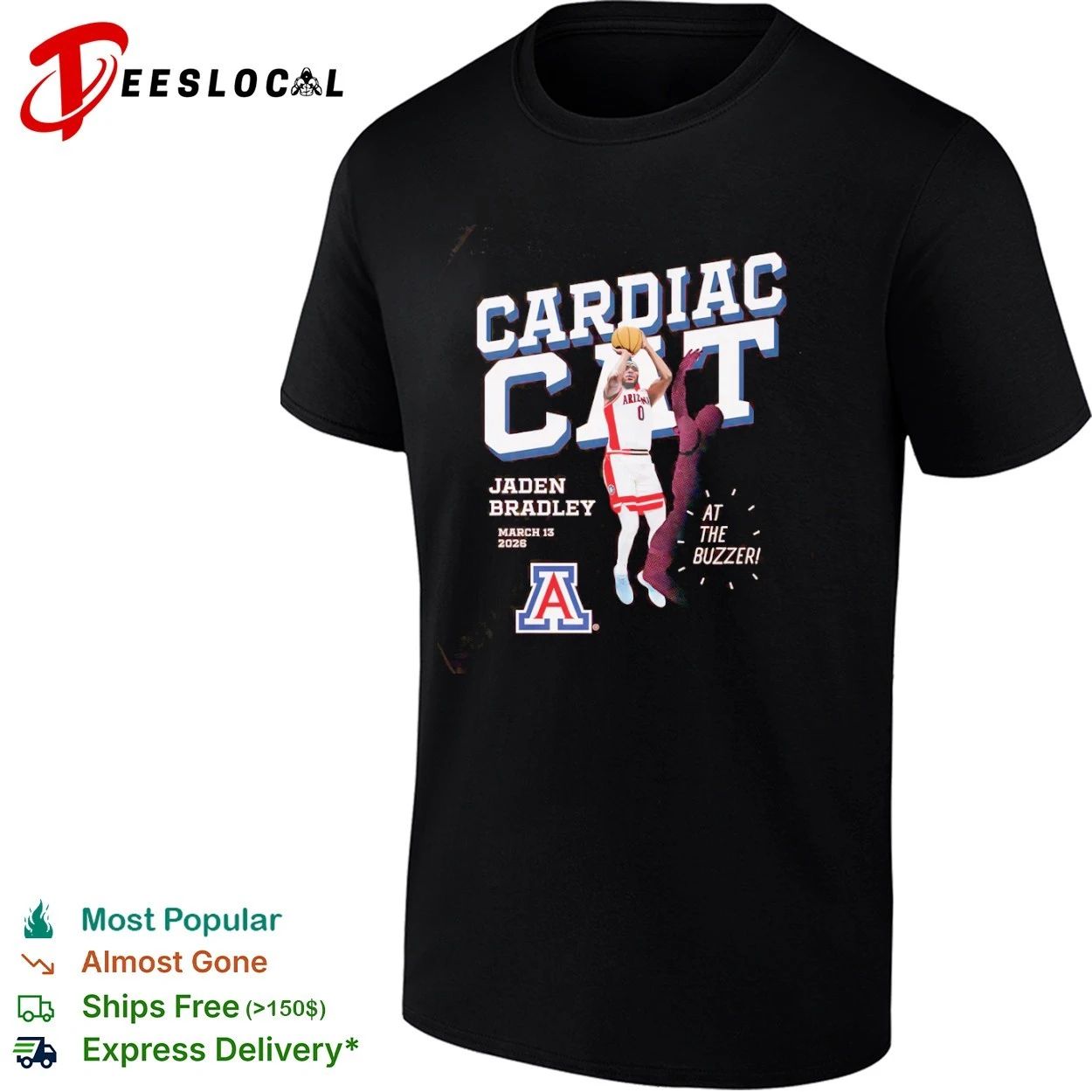 Jaden Bradley Arizona Wildcats Cardiac Cat at the Buzzer March 13 2026 T-shirt